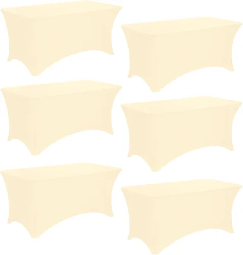 Miniatura 32 de Paquete de 2 manteles rectangulares de elastano de 6 pies, lavables, resistentes a las arrugas, para mesas plegables, bodas, fiestas, cumpleaños