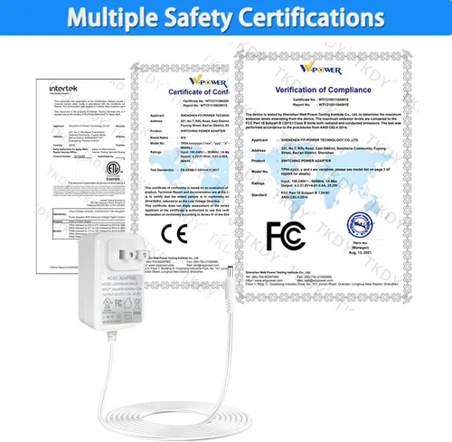 Miniatura 6 de Adaptador de fuente de alimentación de 24 V 1 A, color blanco con 5 puntas, 24 W CA 100-240 V a CC 24 voltios, conmutación clase 2 para tira de luz