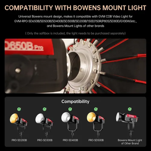 Miniatura 2 de GVM Softbox Parabólico Luz Suave Bowens Mount, 36 pulgadas/35.4 in de liberación rápida Parabólica Deep Softbox y rejilla de panal compatible