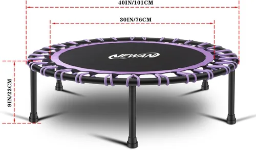 Miniatura 5 de Newan Mini trampolín silencioso de 40 a 48 pulgadas, trampolín de fitness, bungee rebote, entrenamiento cardiovascular, entrenamiento para adultos