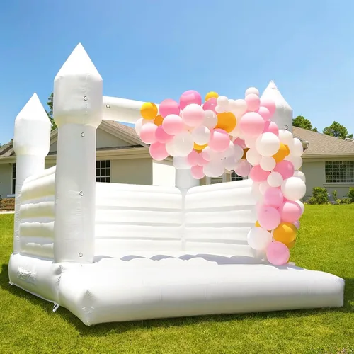 Miniatura 10 de Casa inflable negra para decoración de Halloween al aire libre, fiesta, patio, boda, castillo inflable de PVC para niños con soplador