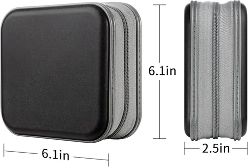 Miniatura 7 de LIOVODE Funda para DVD, estuche portátil para CD de 48 capacidades, almacenamiento de CD de plástico duro, organizador de cartera de DVD para Negro