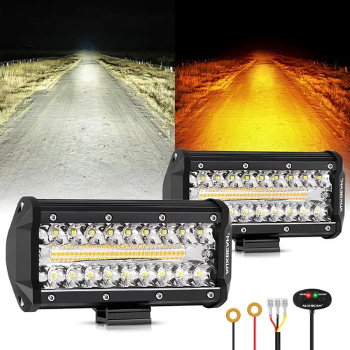 Miniatura 18 de Auxbeam Cubo luz LED ámbar de 3 pulgadas, 72 W todoterreno, 6 modos dos colores, estroboscópica antiniebla de conducción penetración e inundación