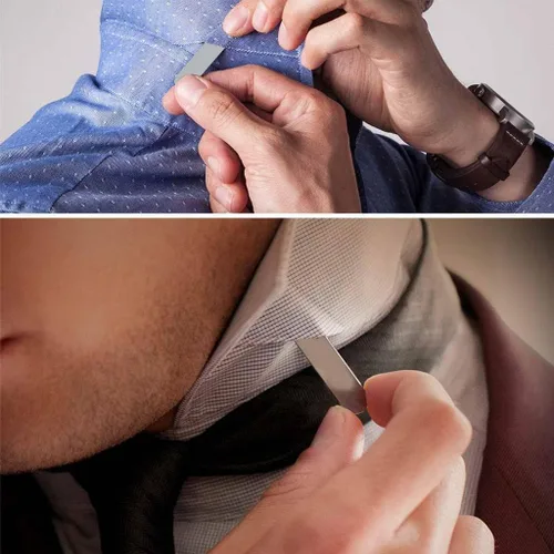 Miniatura 8 de Collar de metal para camisa de vestir para hombre, paquete de 6 unidades en un estuche de viaje, insertos de cuello de acero inoxidable en 3 tamaños