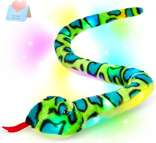 Houwsbaby Serpiente de peluche realista de 40 pulgadas, de color verde, de serpiente, de peluche, para bromas prácticas, diversión para niños,