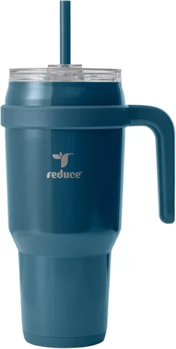 Miniatura 13 de Reduce Vaso de acero inoxidable de 50 onzas con asa, doble pared aislada al vacío, taza de viaje, tapa a prueba de sudor y popote reutilizable