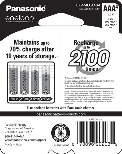 Miniatura 6 de Panasonic Eneloop AA y AAA 2100 ciclo Ni-MH baterías recargables precargadas (paquete de 4 unidades de cada uno)