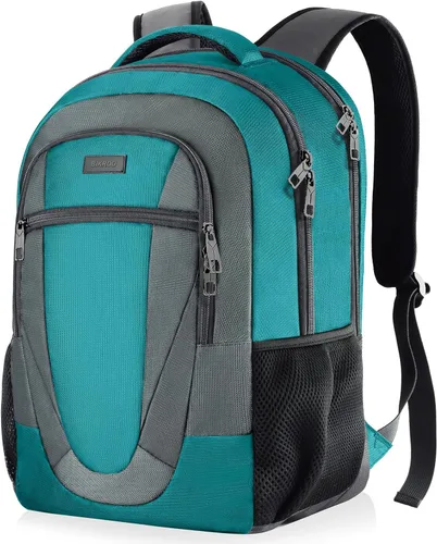 BIKROD Mochila verde azulado para mujeres y hombres, mochila escolar para laptop de viaje para adolescentes, mochila universitaria impermeable para