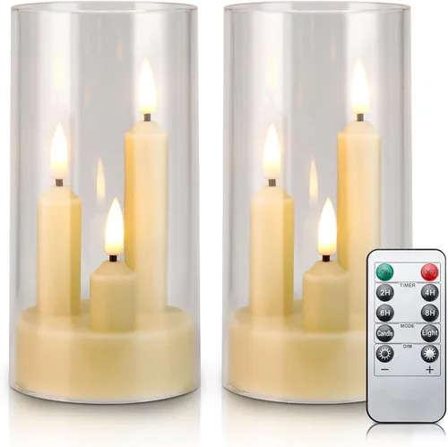 Miniatura 11 de Enido 24 piezas de velas LED sin llama con control remoto y temporizador, impermeables para exteriores, luces eléctricas parpadeantes y cálidas