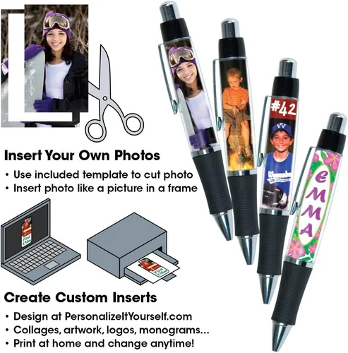 Miniatura 2 de Jaymo PixPen - Bolígrafo de fotos de bricolaje – Crea tu propio bolígrafo personalizado – Inserta fotos de billetera de 2.5 x 1.75 pulgadas o crea e