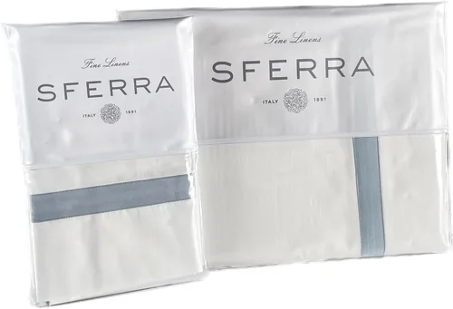 Miniatura 13 de Sferra Estate Collection - Juego de sábanas 100% percal de algodón de fibra larga de 200 hilos con apliques satinados, refrescante, suave