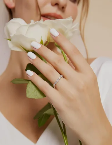 Miniatura 5 de EAMTI Anillo de boda de plata de ley 925 para mujer, circonita cúbica, cuerda trenzada, media eternidad, talla 3-13, Metal, Zirconia cúbica