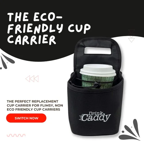 Miniatura 4 de Organizador de bebidas portátil para bebidas y portavasos de café reutilizable, bolsa plegable de 2 tazas con bolsillos organizadores, asegura