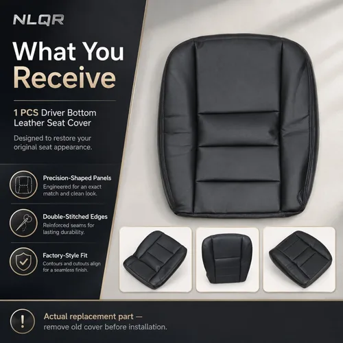 Miniatura 3 de NLQR Funda de Asiento de Reemplazo Inferior del Conductor Frontal de Microfibra de Aspecto de Cuero Negro Compatible con Ford F250 F350 F450 F550