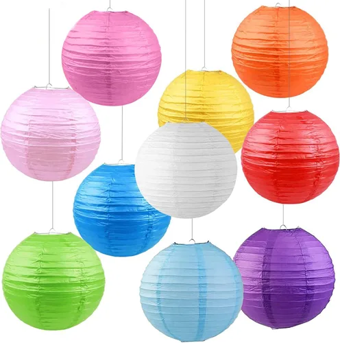 Paquete de 10 linternas de papel chinas de 12 pulgadas, decorativas, coloridas decoraciones colgantes chinas para fiesta de arco iris, decoración de