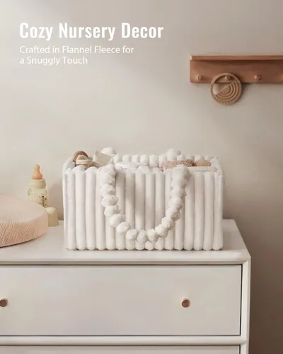 Miniatura 2 de Blissful Diary Organizador de pañales de franela, embalaje de regalo incluido, cesta de almacenamiento acogedora para guardería, regalo para baby
