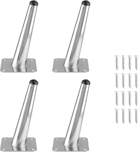 Miniatura 12 de 4 patas de muebles de 6 pulgadas, patas de metal cónicas oblicuas, color negro mate, pies de muebles de estilo de mediados de siglo para sofá