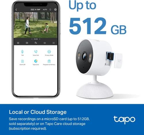 Miniatura 7 de Cámara de seguridad Tapo 2K 3MP para interiores/exteriores - Detección gratuita de personas/movimiento/llanto, visión nocturna en color, resistente