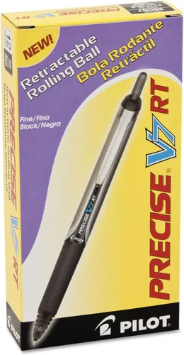 Miniatura 2 de PILOT Precise V7 RT - Bolígrafos de bola de tinta líquida recargables y retráctiles, punta fina (0.7 mm), tinta negra, paquete de 12 - Ideal