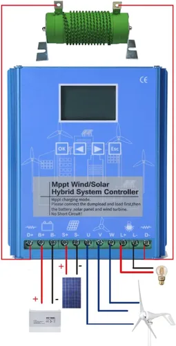Miniatura 3 de MPPT Wind Energy - Controlador de carga híbrida solar de 12 V, 24 V, 48 V, turbina eólica, ajuste de voltaje automático