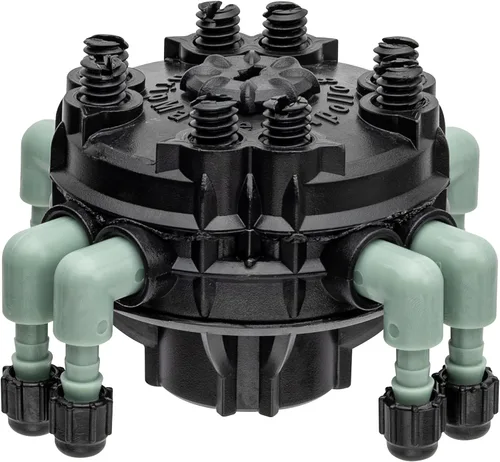 Orbit Paquete de 2 colectores de riego por goteo de 8 puertos de flujo ajustable para tubo de 1/4" - 61008P