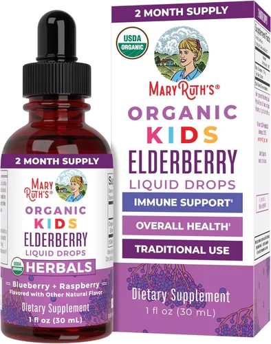 MaryRuth Organics Gotas Líquidas de Saúco Orgánico USDA para Niños | Extracto de Saúco Vegano con Glicerina Orgánica | Suplemento de Apoyo