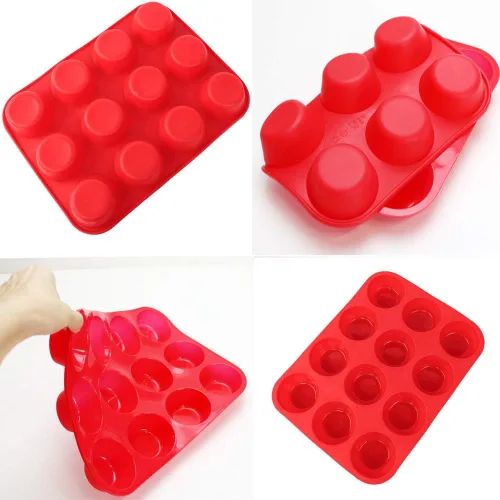 Miniatura 5 de Qtopun Mini molde de silicona para magdalenas, 4 unidades de 24 tazas de molde de silicona para hornear, moldes de silicona para magdalenas