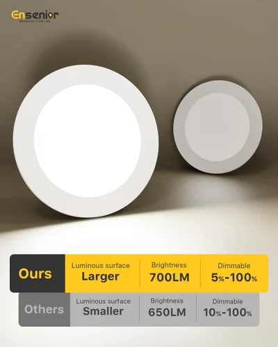 Miniatura 3 de Ensenior Paquete de 4 luces LED de 4 pulgadas, iluminación empotrable LED regulable, temperatura de color ajustable 5CCT (2700K-5000K), 7W = 77W