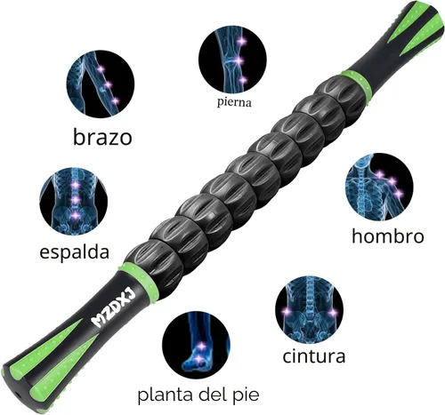 Miniatura 6 de Varilla de rodillo muscular para atletas - Masajeador de fascia de tejido profundo y rodillo para alivio del dolor miofascial - Aparato de Verde