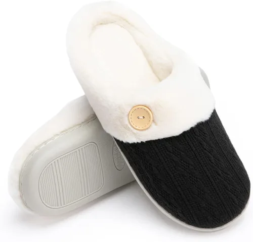 Miniatura 6 de Chantomoo Pantuflas para Mujer Cálidas y Cómodas con Espuma Viscoelástica Pantuflas de Casa Zapatos de Punto con Forro de Piel Sintética Suela