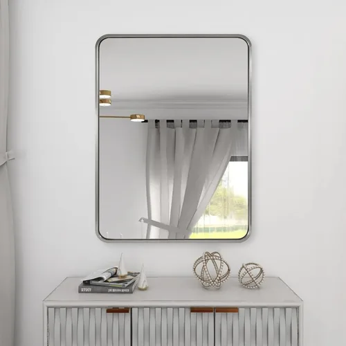 Miniatura 60 de ANDY STAR Espejo de baño negro de 24 x 30 pulgadas, espejos de tocador de baño negros para pared, espejo rectangular redondeado para fregadero