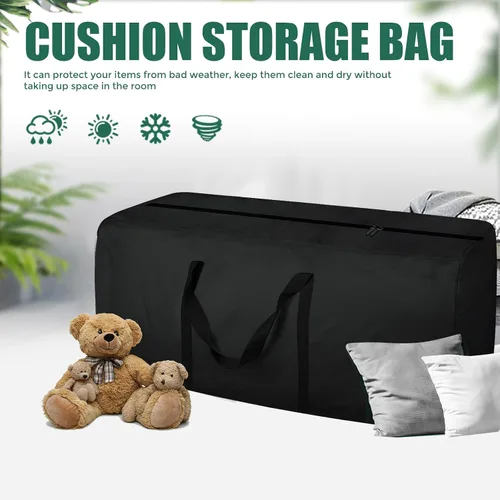Miniatura 2 de Bolsa de almacenamiento para cojines de patio, 68 pulgadas, extra grande, impermeable, para exteriores, con cremalleras y asas para muebles