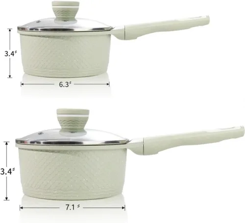 Miniatura 2 de Juego de 4 sartenes de 1.5 cuartos y 2.0 cuartos de galón con tapa, olla antiadherente para cocinar, fácil de limpiar, 100% libre de PFOA PFAS