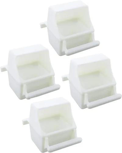 Miniatura 2 de Lote de 4 Jaula de pájaros Blanco Semilla de plástico Alimentador de agua Tazas (negro)
