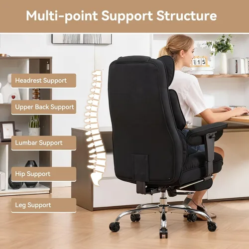 Miniatura 3 de Efomao Silla de oficina grande y alta con reposapiés, silla ejecutiva de malla transpirable, silla de escritorio de computadora resistente