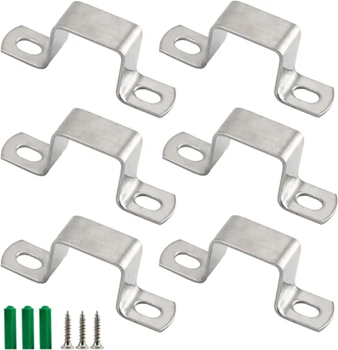 Miniatura 8 de (5 Pieces) M95x45mm Square Tube Bracket 304 Stainless Steel U Shape Metal Bracket Pipe Hanger Strap Hose Clamp With Screws