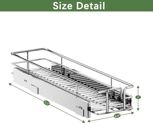 Miniatura 3 de LOVMOR Organizador de gabinete extraíble de 5.5 pulgadas de ancho x 21.5 pulgadas de profundidad, estantes extraíbles para armario de cocina