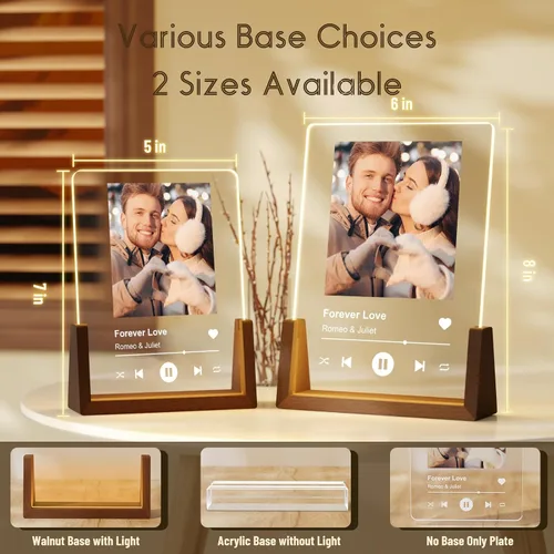 Miniatura 4 de LUCKOR - Placa decorativa con temática de Spotify, regalos personalizados para él y ella, portarretratos para novio, novia, parejas, esposa