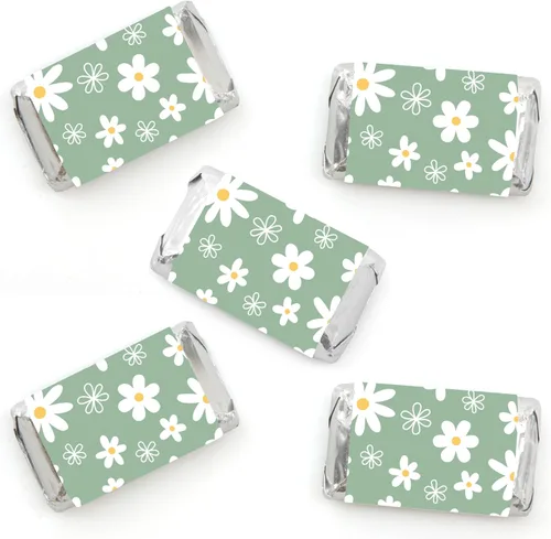 Miniatura 7 de Big Dot of Happiness Flores de margarita tostada – Mini pegatinas de barra de caramelo – Pequeños recuerdos florales para fiestas – 40