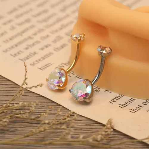 Miniatura 5 de PEAKLINK Piercing de ombligo de titanio de 0.45 oz, joyería para el ombligo, barra de ombligo roscada internamente con doble circonita cúbica