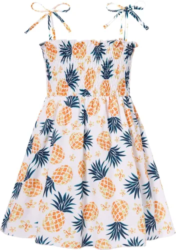 Miniatura 25 de Vieille Vestido de verano para niñas pequeñas, vestido de verano con tirantes delgados, vestido de princesa estampado floral, vestido casual