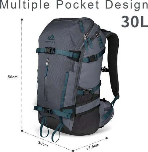 Miniatura 6 de Unigear Mochila de hidratación de esquí, bolsa de viaje de snowboard de 30 l, mochila resistente al agua de poliéster 900D para esquí, senderismo