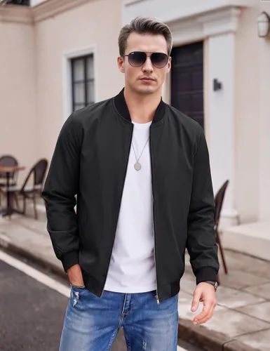 Miniatura 2 de TACVASEN Chaqueta Ligera para Hombre Chaqueta Bomber de Primavera Otoño Rompevientos Abrigos Casuales Elegantes con Bolsillos