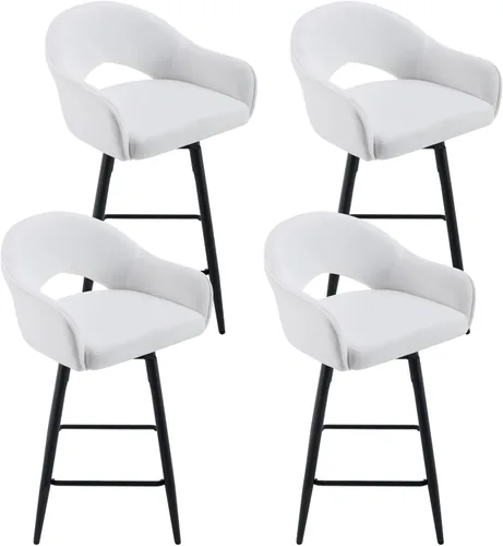 Miniatura 10 de HEAH-YO Juego de 2 taburetes de bar giratorios modernos de 27 pulgadas de altura de mostrador con respaldo y patas de metal negro, taburetes