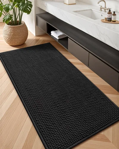 Miniatura 20 de Color&Geometry Tapete de baño con parte trasera de goma de 24 x 16 pulgadas, antideslizante, lavable a máquina, alfombra bohemia de felpilla suave