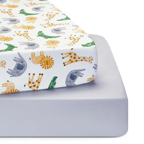 Miniatura 15 de TILLYOU Sábanas para cuna de bebé para niños y niñas, sábanas súper suaves para cama de niño pequeño, paquete de 2 sábanas para colchón estándar