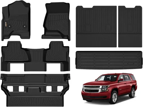Miniatura 39 de Alfombrillas para todo tipo de clima y forro de carga para Volkswagen Atlas 2018-2025 (asiento de cubo de 6 pasajeros), juego completo de 3 filas