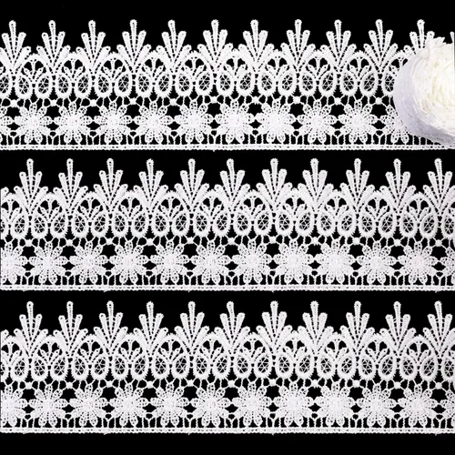 Miniatura 9 de Cinta de encaje negro de 5 yardas de Venecia para coser ropa, decoración de fiesta en el hogar