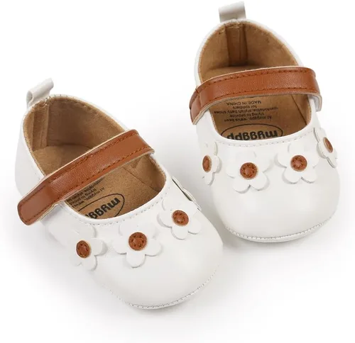 Miniatura 4 de Myleleya Zapatos planos Mary Jane para bebés y niñas con lazo y flores, vestido de princesa, para boda, zapatos de ballet antideslizantes para niños