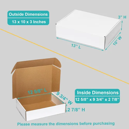 Miniatura 2 de Mcfleet Cajas de Envío Blancas de 13 x 10 x 3 pulgadas - Caja de Correo de Cartón Corrugado para Pequeñas Empresas - Sobre de Literatura Plano Vacío